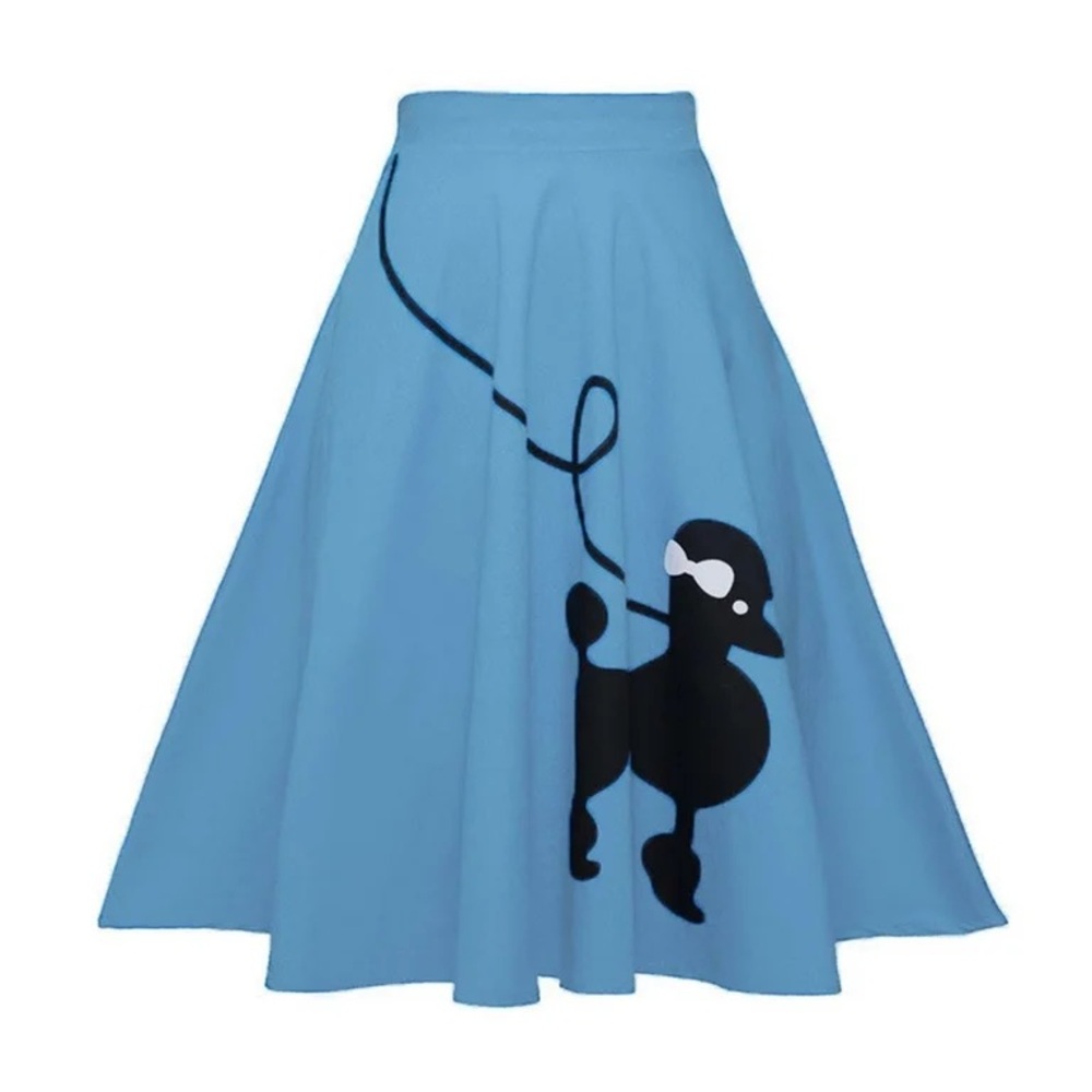 1950s Poodle Skirt Costume | Light Blue Vintage Swing Skirt | High Waist Retro